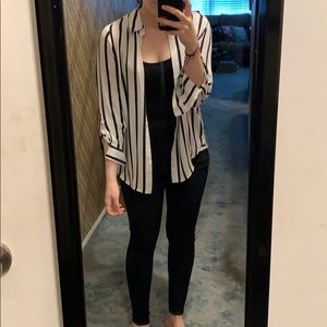 (Express) Striped Satin Button Down City Shirt